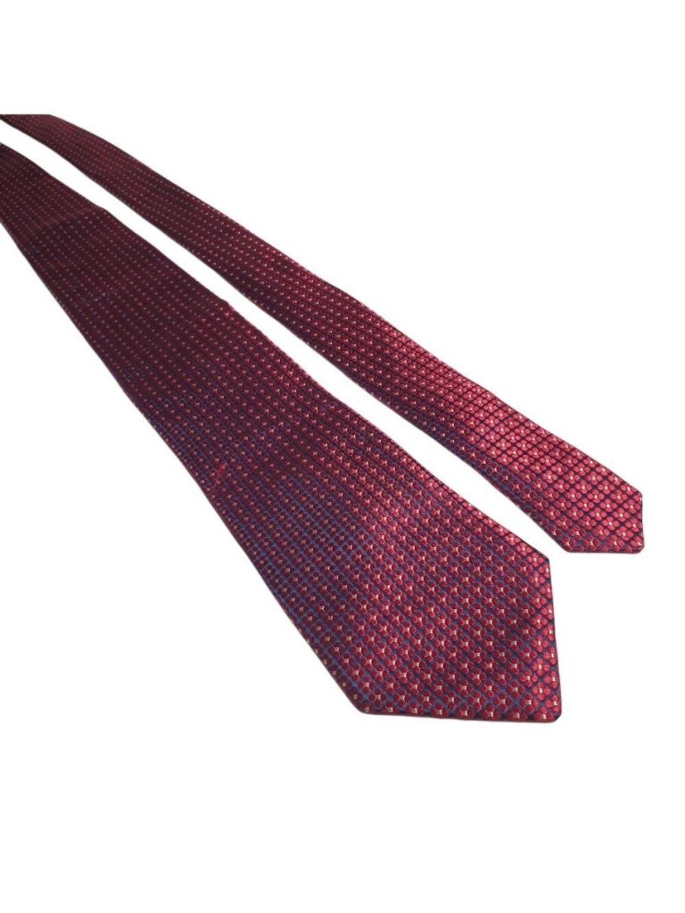 Nordstrom Red Blue Geometric Silk Men Tie Made Italy Woven Pattern Classic Style